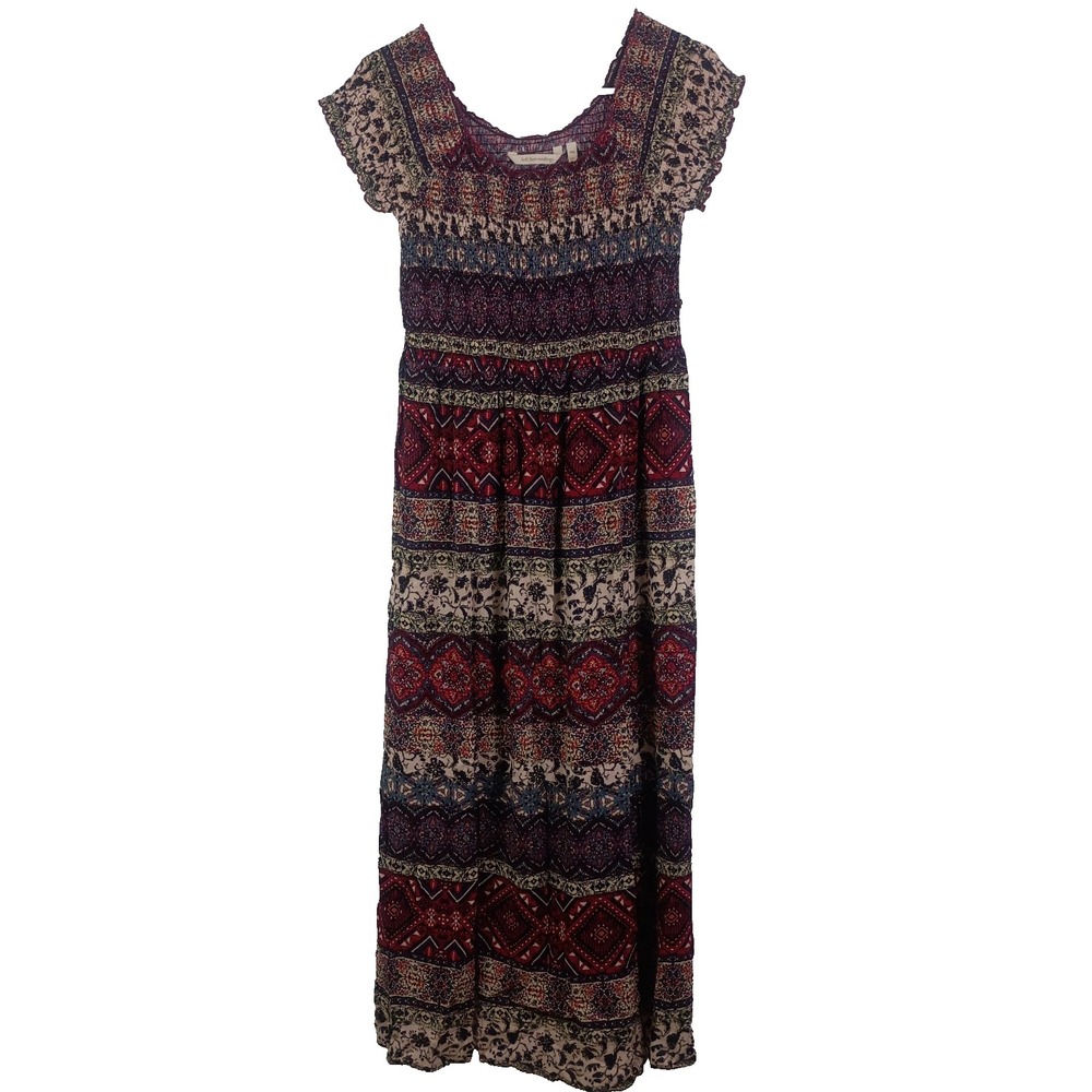 Soft Surrounding Women's Marcelo Smocked Maxi Dress XS Mixed Print Boho Gypsy
